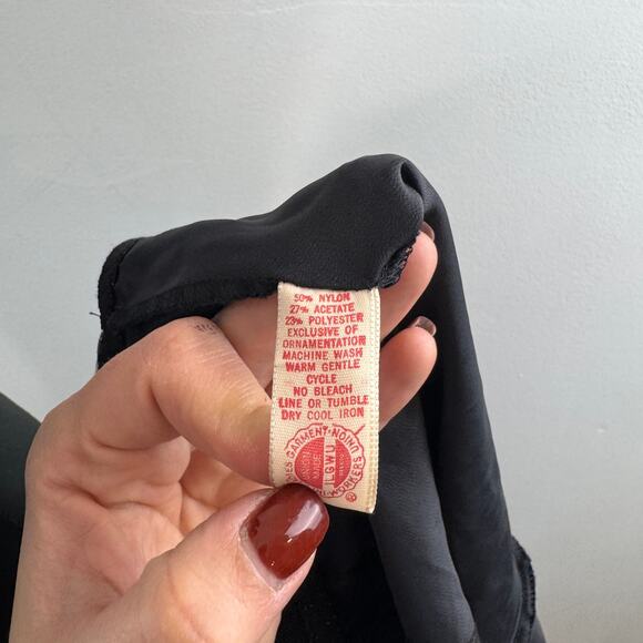 VINTAGE Lily Of France Black Teddy Bodysuit Lace Floral Satin Spaghetti Strap 34 - Picture 6 of 6